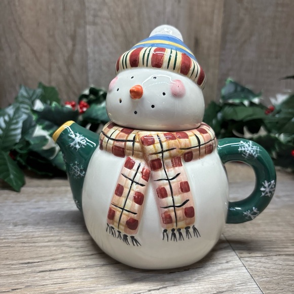 Debbie Mumm Marshmellow Snowman Mini Teapot Sakura Collectors Series 6"VTG - Picture 1 of 11